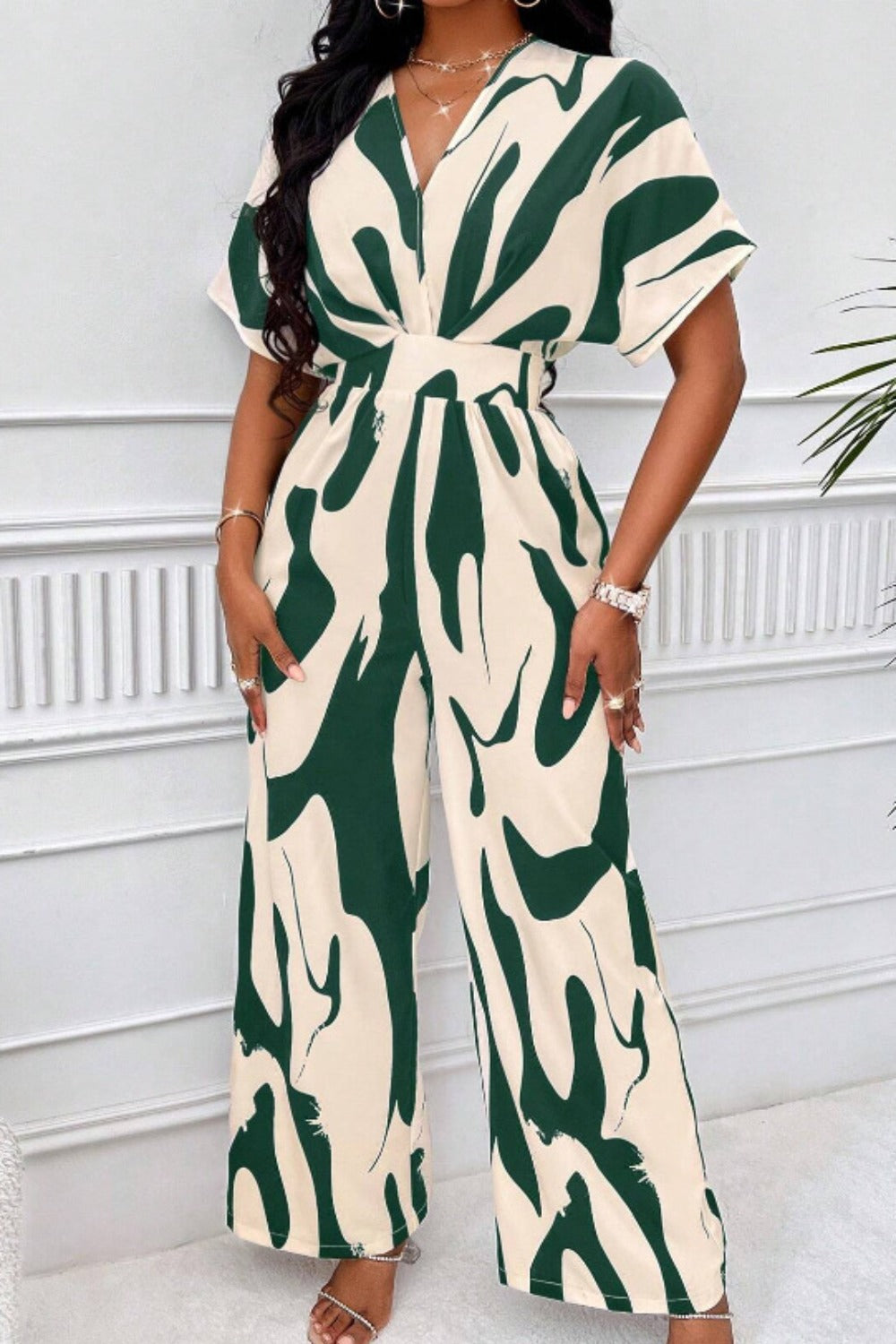 LuX De’Ore Chayla Short Sleeve Wide Leg JumpsuiT