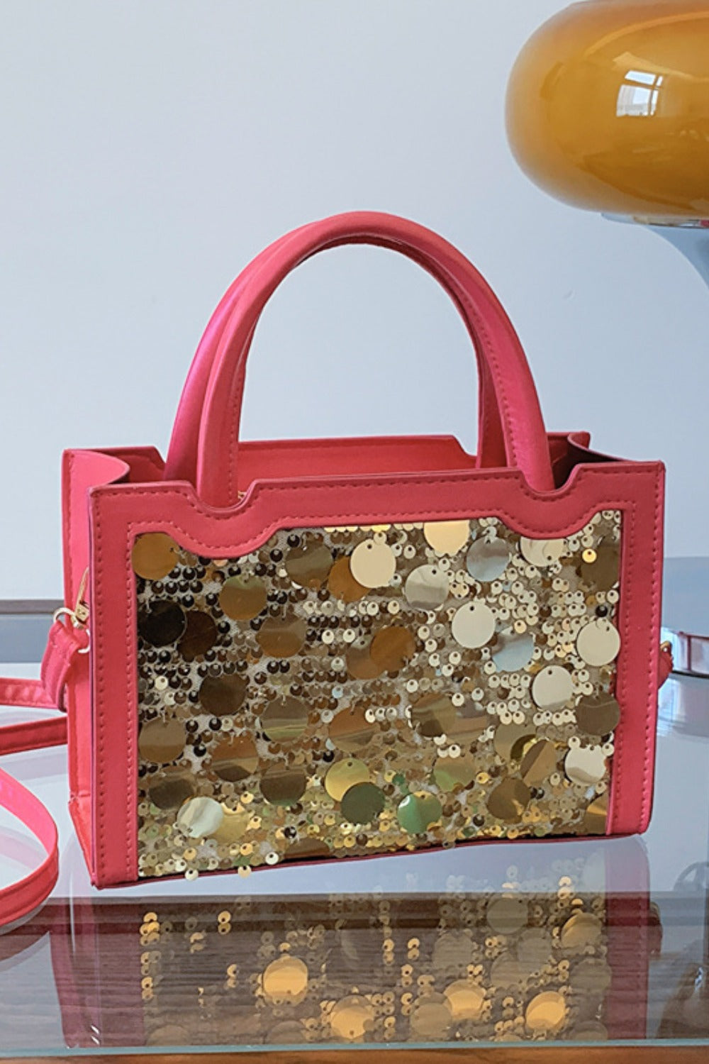 LuX De’Ore Leather Sequin Handbag