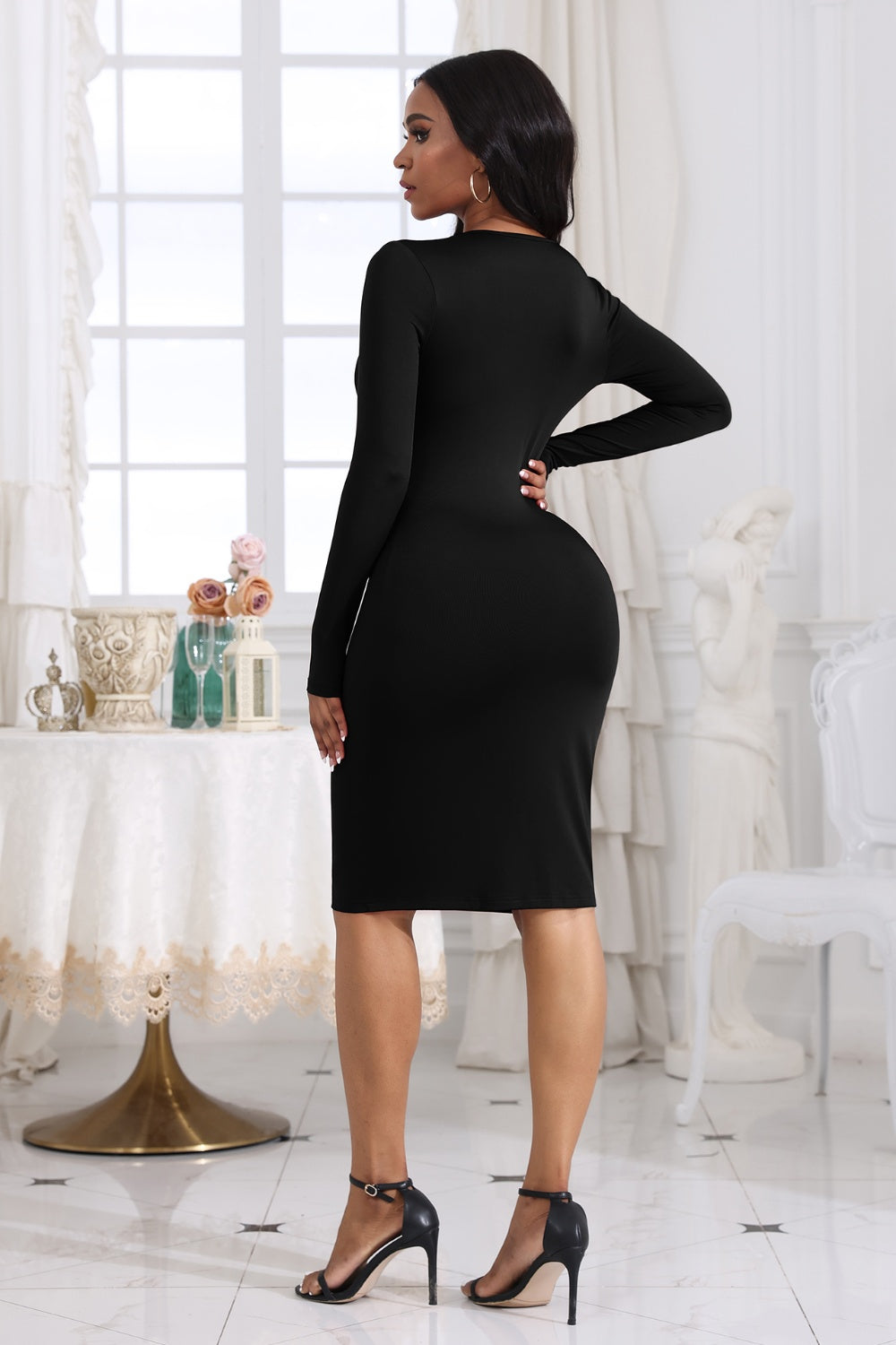 LuX De’Ore Farrah Long Sleeve Cutout Twisted Dress