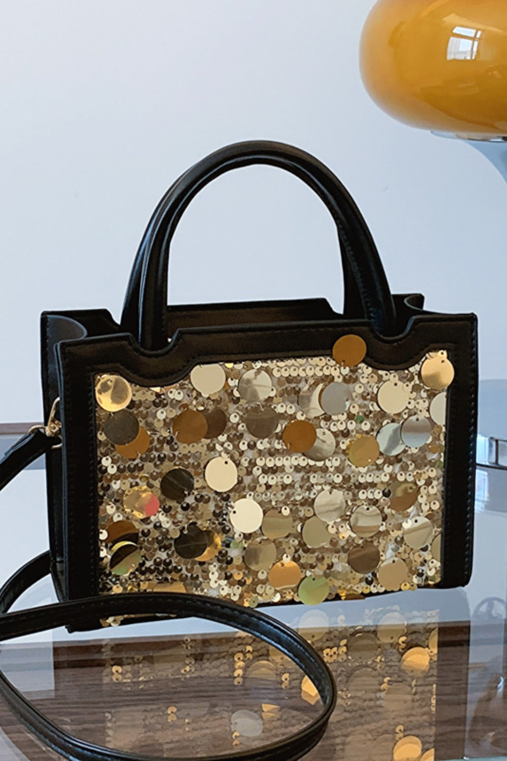 LuX De’Ore Leather Sequin Handbag