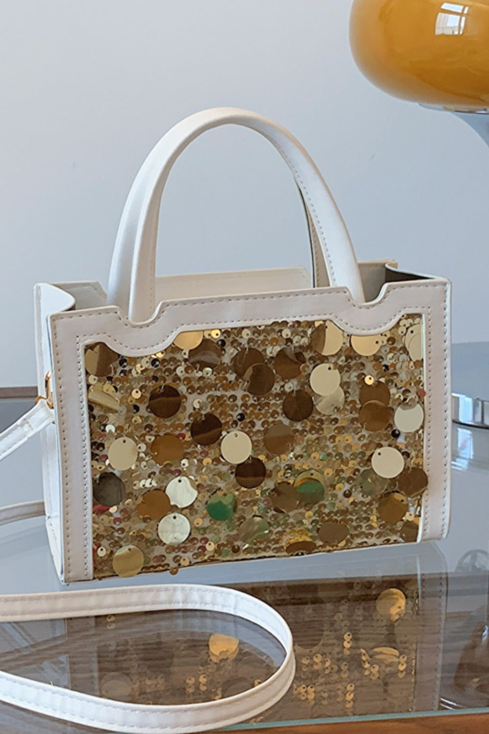 LuX De’Ore Leather Sequin Handbag
