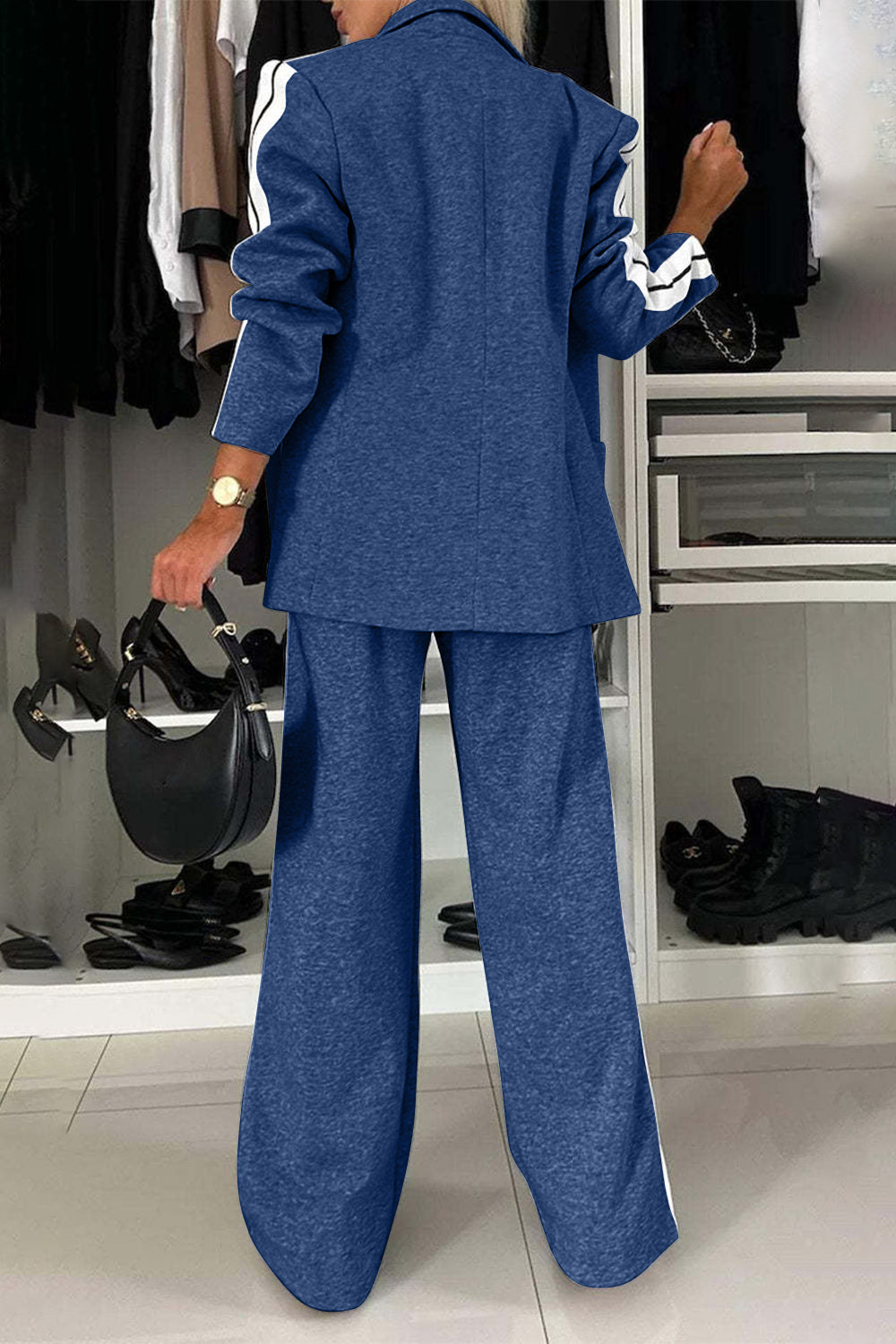 LuX De’ Ore Fall  Lapel Collar Top and Pants Set