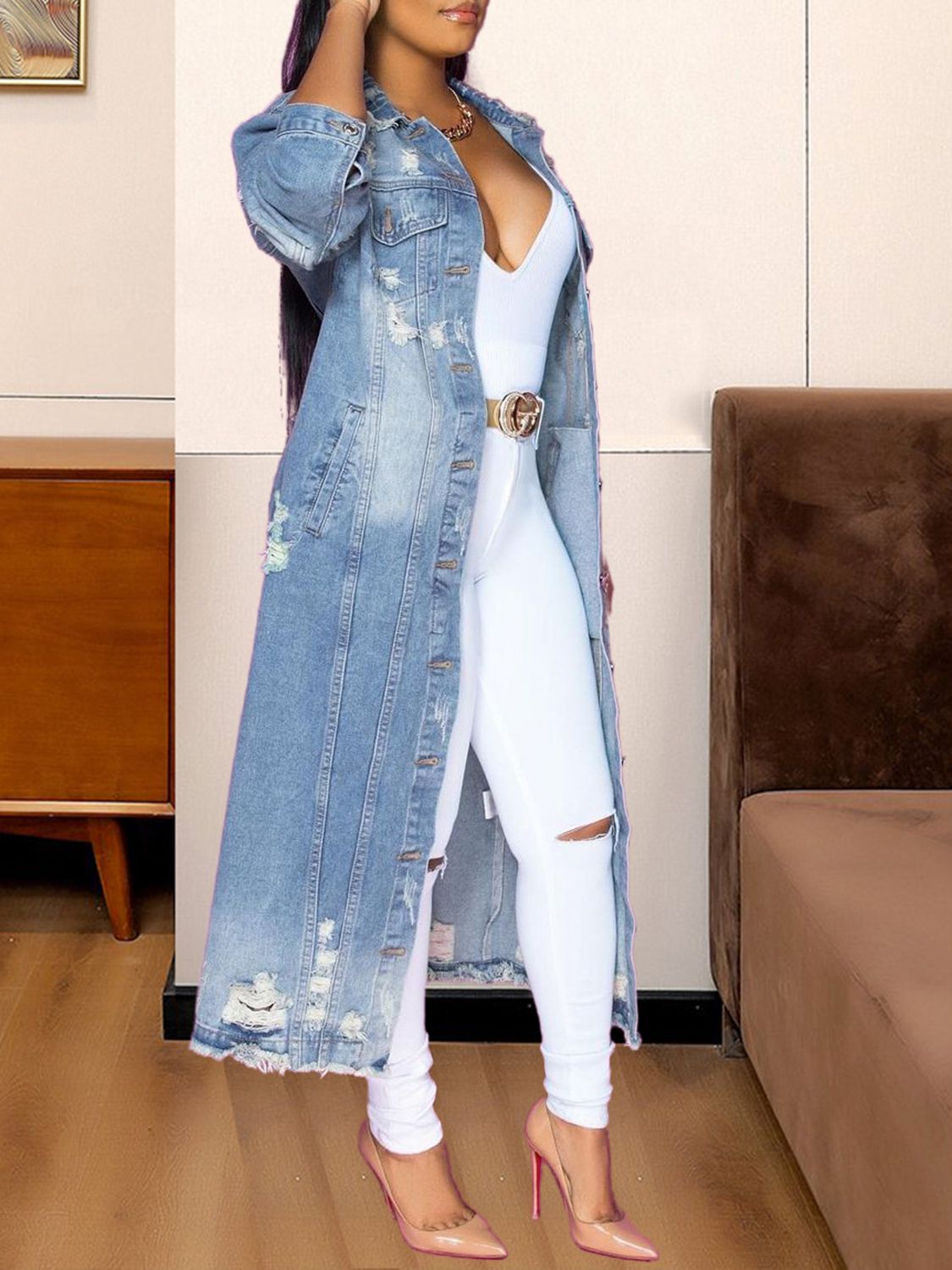 LuX De’Ore Macy Long Sleeve Denim Jacket