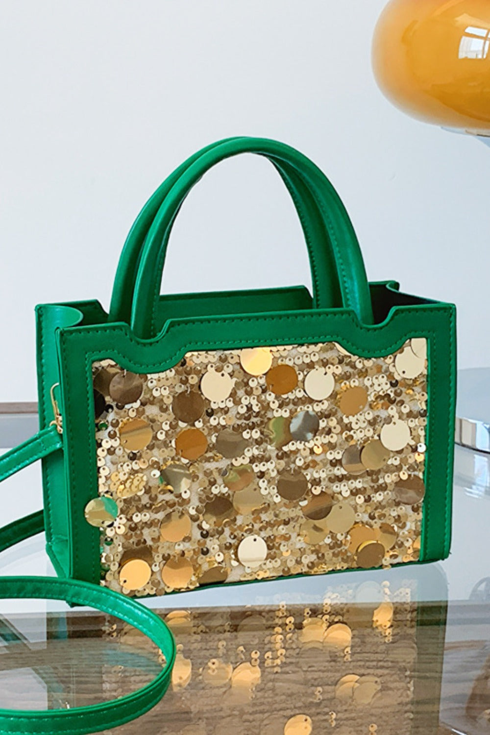 LuX De’Ore Leather Sequin Handbag