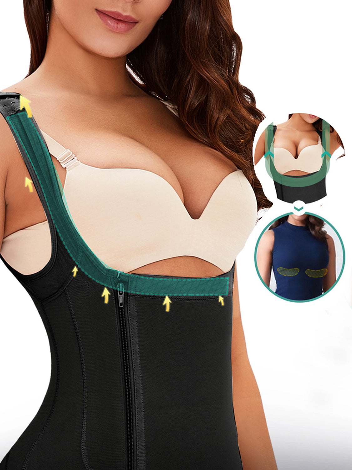 LuX De’Ore (SNATCHED)Full Size Side Zip Up Wide Strap Shapewear