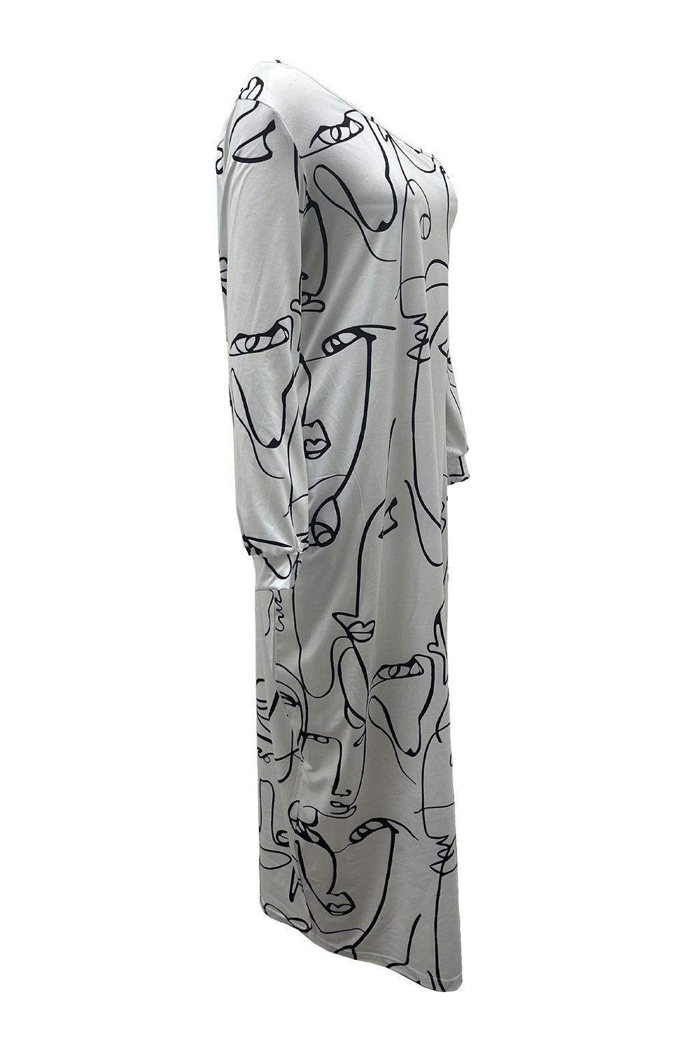 LuX De’Ore Printed Single Shoulder Lantern Sleeve Maxi Dress