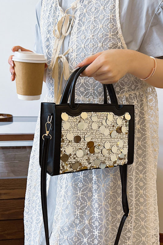 LuX De’Ore Leather Sequin Handbag
