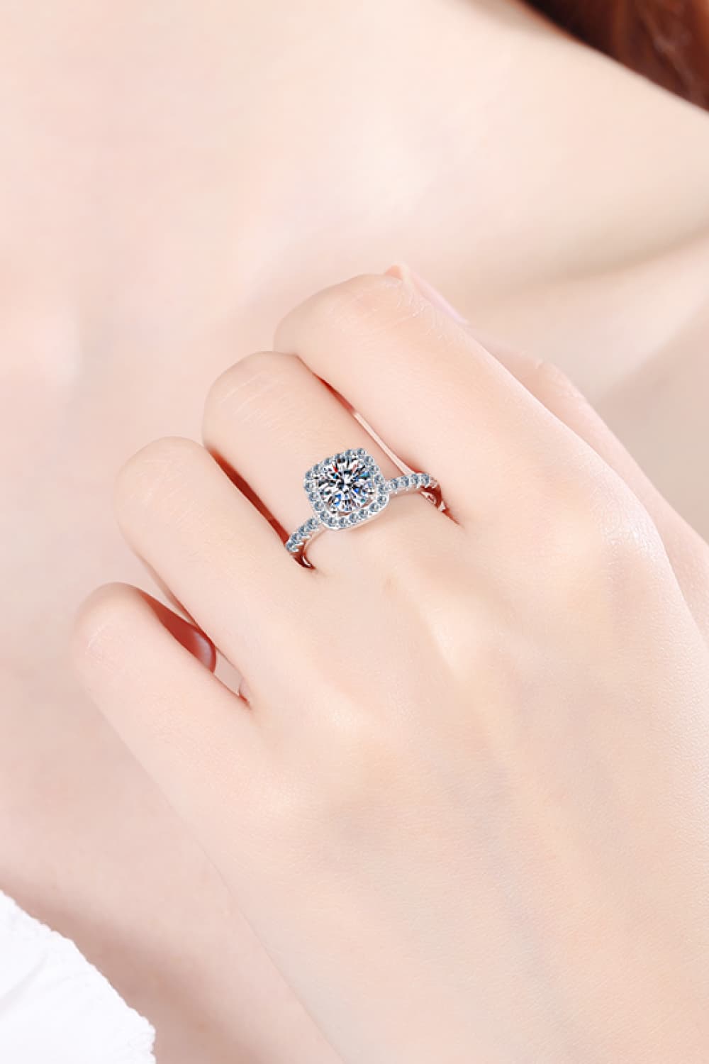 LuX De’ Ore 2 Carat Moissanite Square Halo Ring