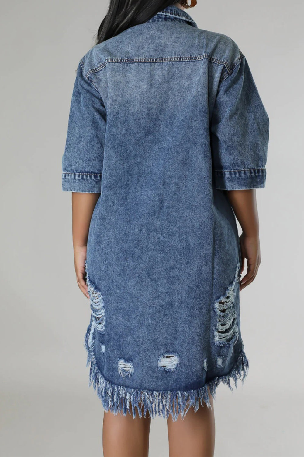 LuX De’Ore Distressed Denim Dress