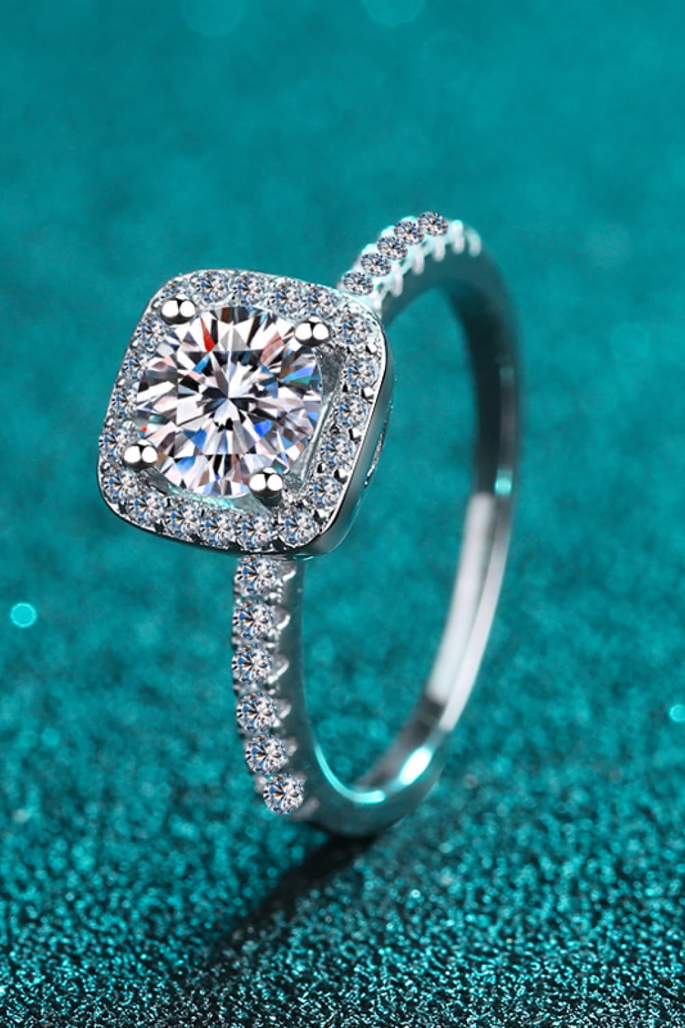 LuX De’ Ore 2 Carat Moissanite Square Halo Ring