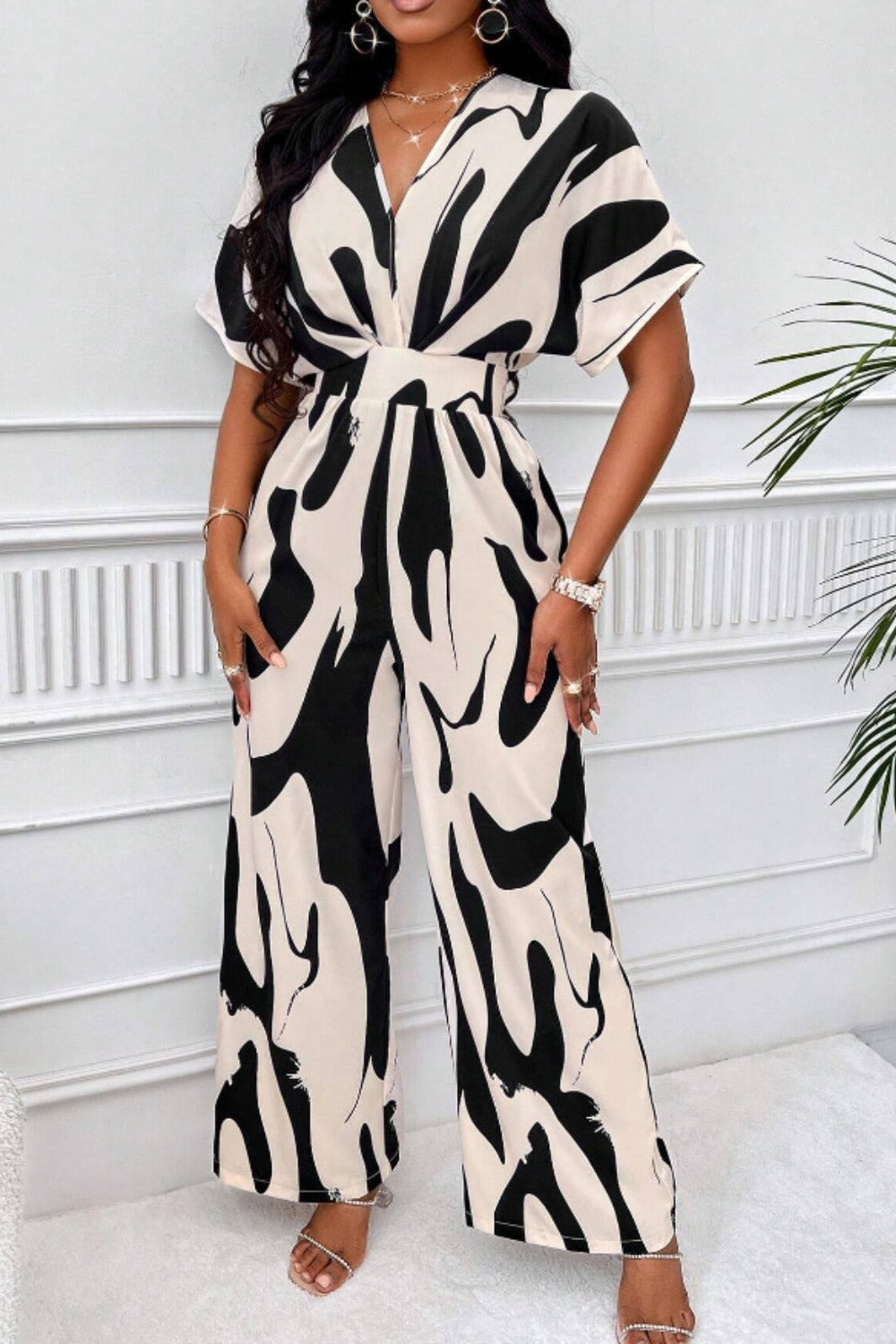 LuX De’Ore Chayla Short Sleeve Wide Leg JumpsuiT