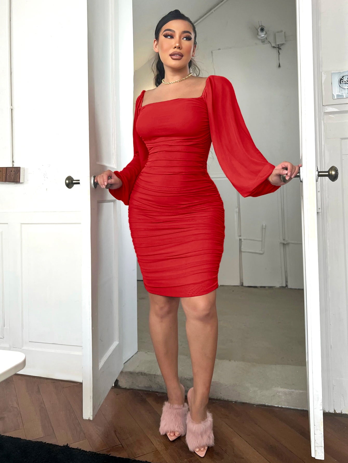 LuX De’Ore Sasha  Ruched Bodycon Dress