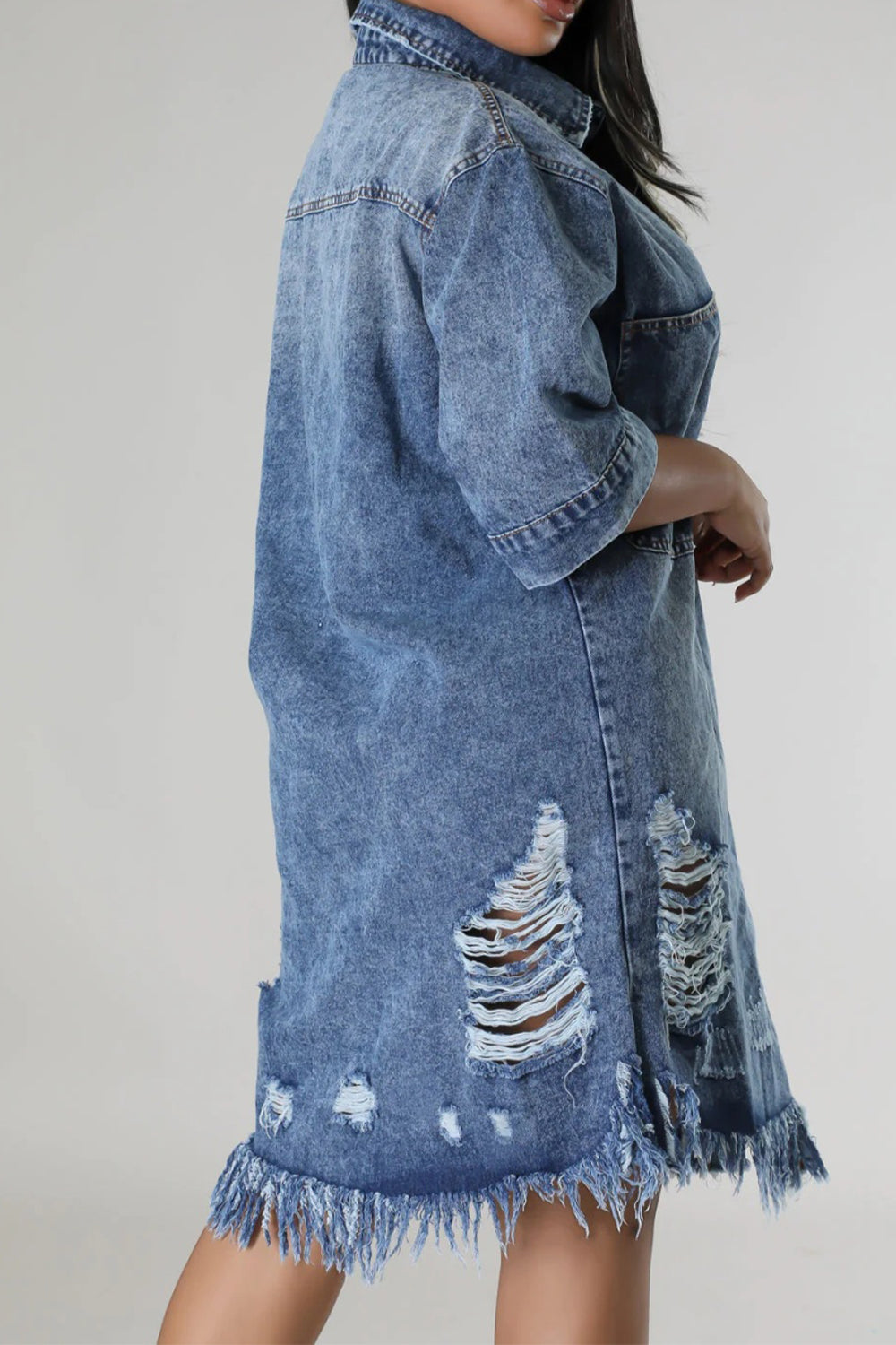 LuX De’Ore Distressed Denim Dress