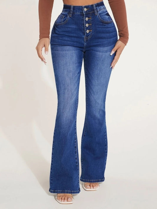 Lux De’Ore Button Fly Bootcut Jeans with Pockets