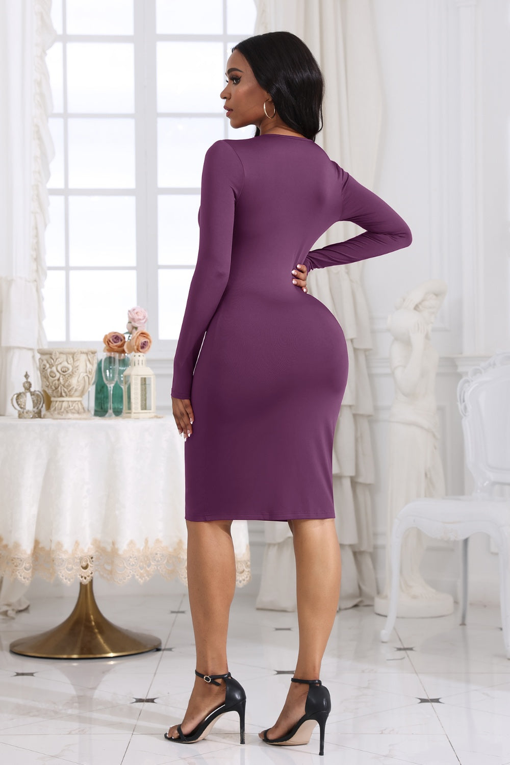 LuX De’Ore Farrah Long Sleeve Cutout Twisted Dress