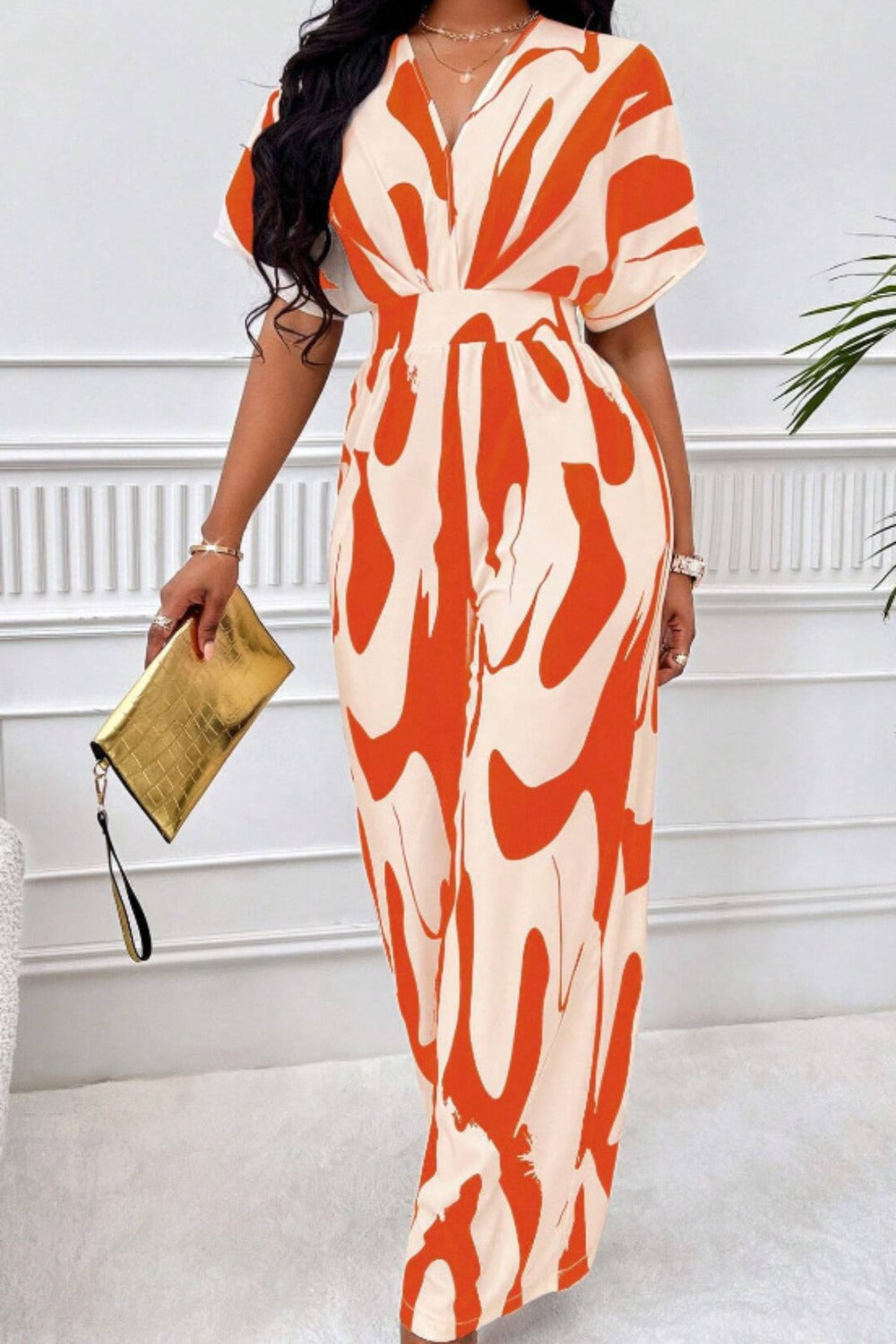 LuX De’Ore Chayla Short Sleeve Wide Leg JumpsuiT
