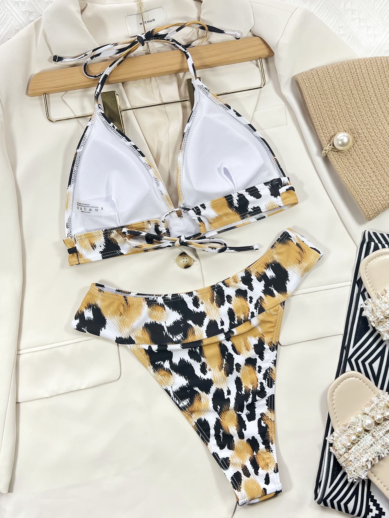 LuX De’Ore Animal Print Halter Neck Bikini Set