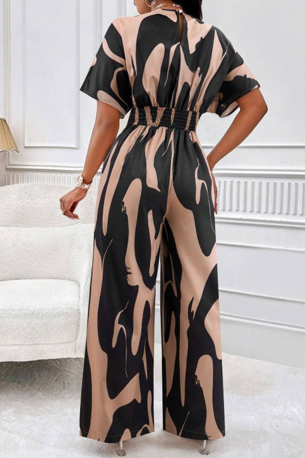 LuX De’Ore Chayla Short Sleeve Wide Leg JumpsuiT