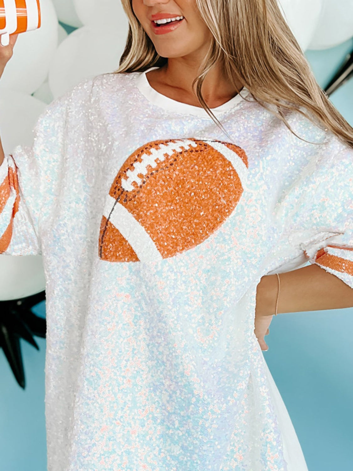 LuX De’Ore Mimi Sequin Football Oversize Dress