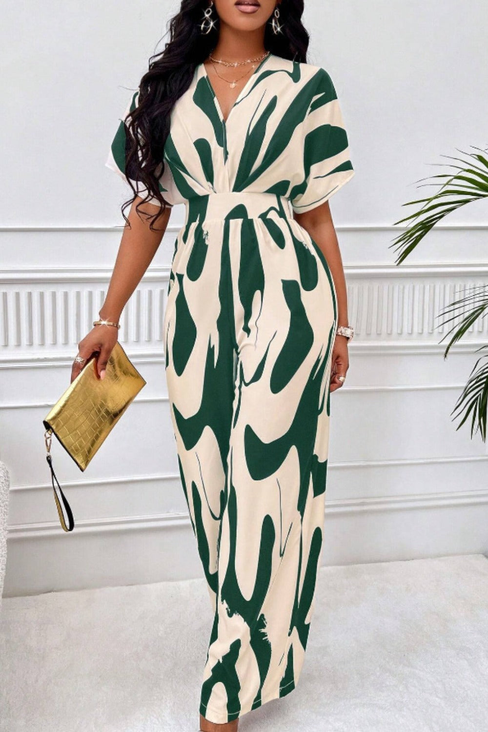 LuX De’Ore Chayla Short Sleeve Wide Leg JumpsuiT