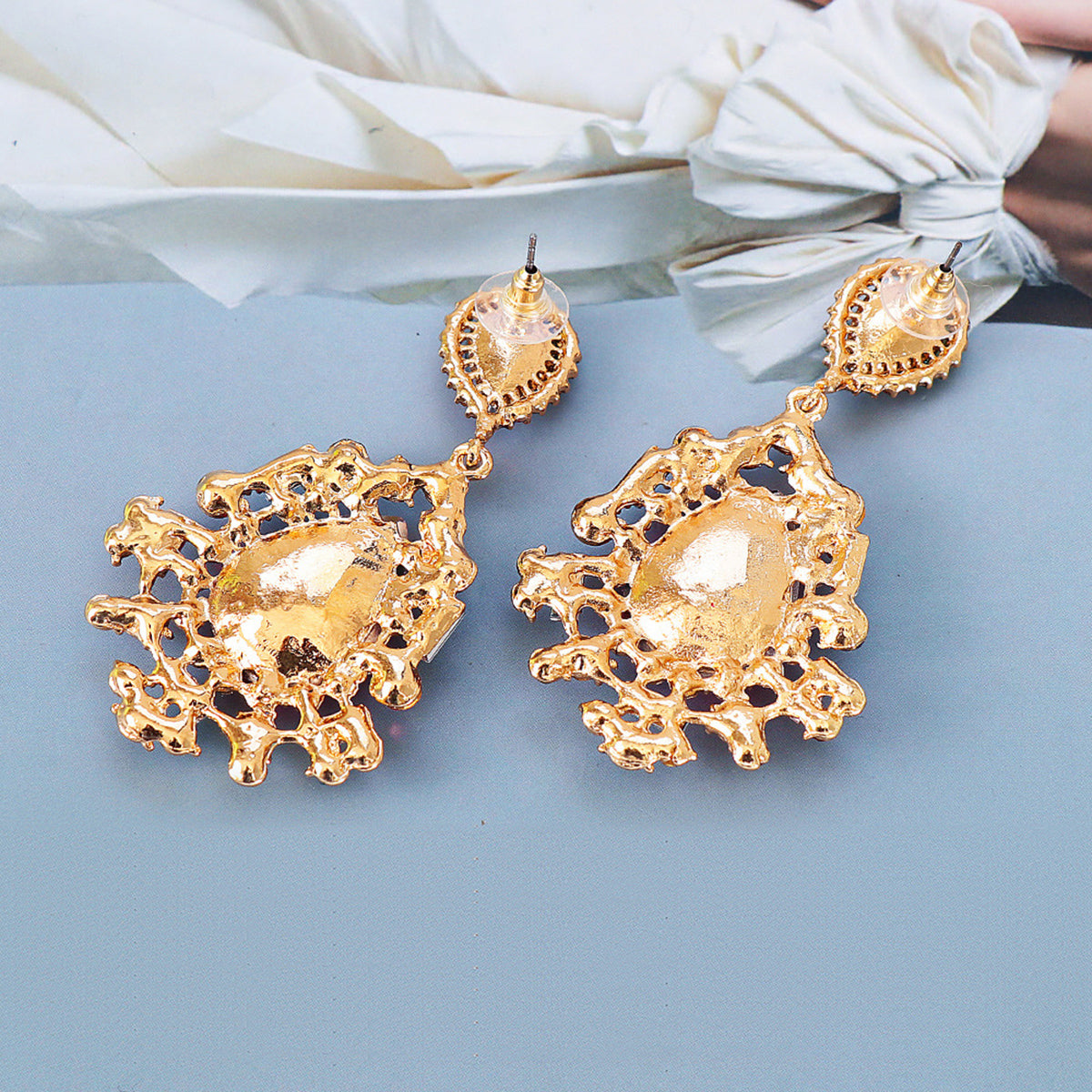 LuX De’Ore Princess Teardrop Rhinestone Earrings
