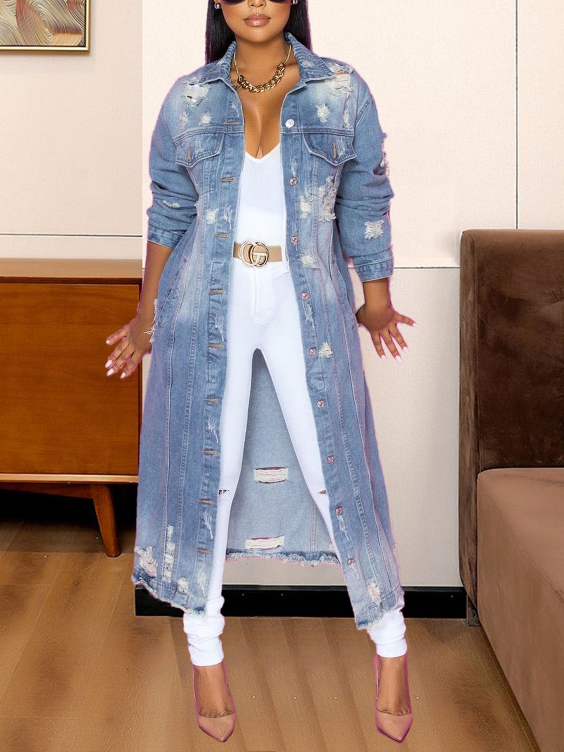 LuX De’Ore Macy Long Sleeve Denim Jacket